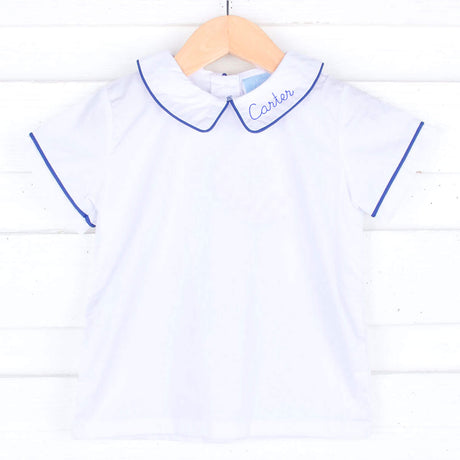 White Short Sleeve Undershirt With Color Trim