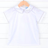 White Short Sleeve Undershirt With Color Trim