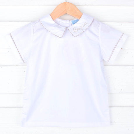 White Short Sleeve Undershirt With Color Trim
