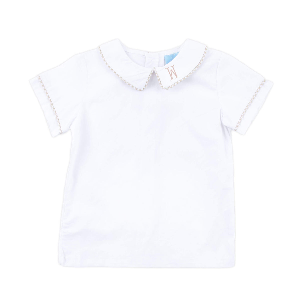 White Short Sleeve Undershirt With Tan Trim