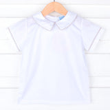 White Short Sleeve Undershirt With Color Trim