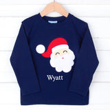 Happy Santa Navy Long Sleeve Shirt