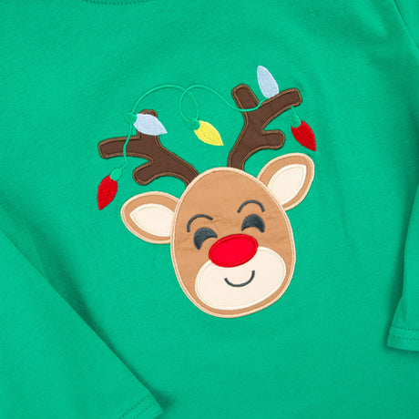 Reindeer Lights Green Long Sleeve Shirt