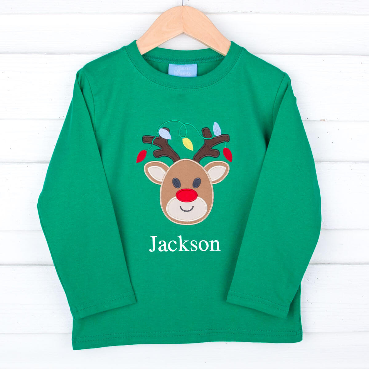 Reindeer Lights Green Long Sleeve Shirt