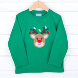 Reindeer Lights Green Long Sleeve Shirt