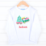 Christmas Train White Long Sleeve Shirt