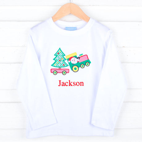 Christmas Train White Long Sleeve Shirt