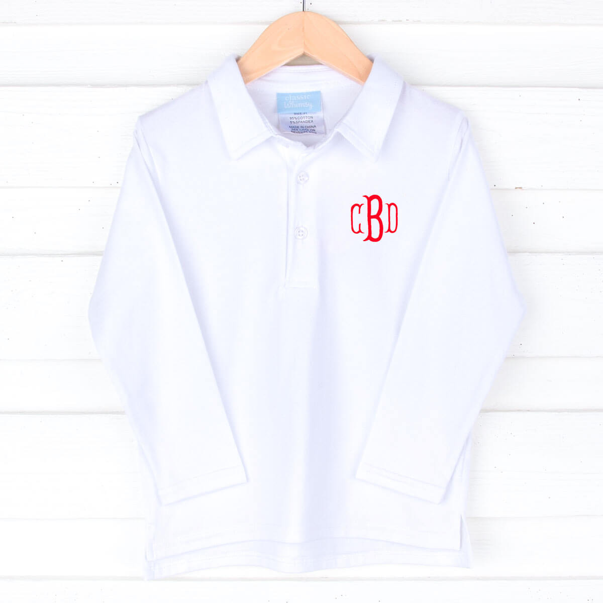 Solid White Long Sleeve Polo by Classic Whimsy Boys Shirts 3T