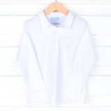 Solid White Long Sleeve Polo