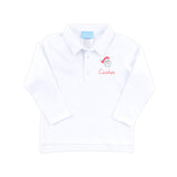 Happy Santa White Long Sleeve Polo