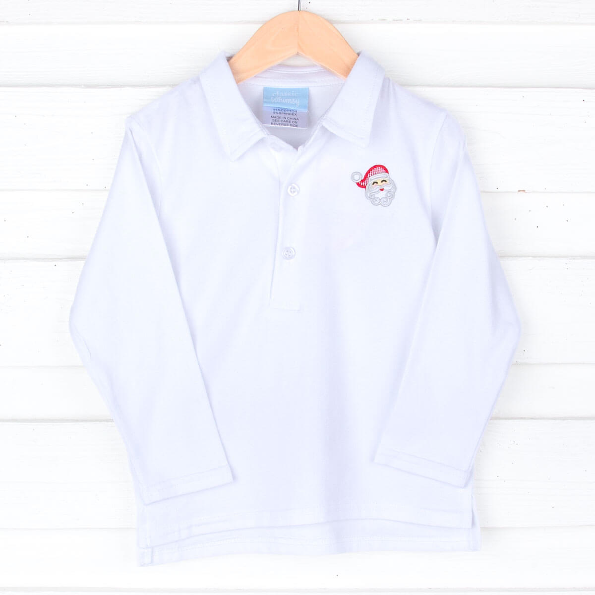 Happy Santa White Long Sleeve Polo