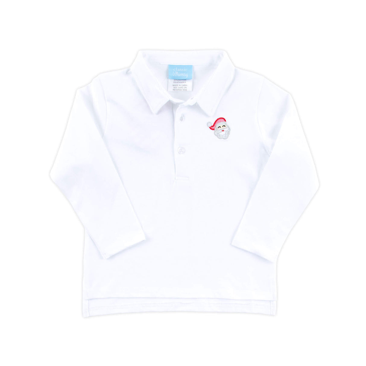 Happy Santa White Long Sleeve Polo