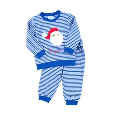Happy Santa Blue Stripe Jogger Set
