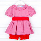 Red Gingham Sash Bloomer Set