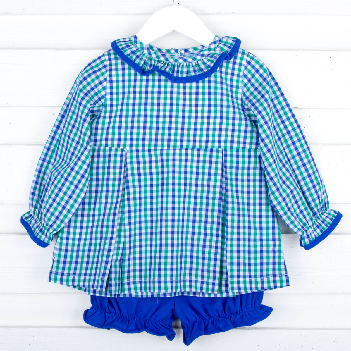 Blue & Green Gingham Eloise Bloomer Set