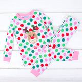 Reindeer Multi Polka Dot Pink Pajamas