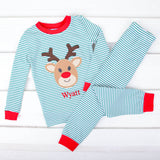 Reindeer Green Stripe Pajamas