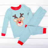 Reindeer Green Stripe Pajamas