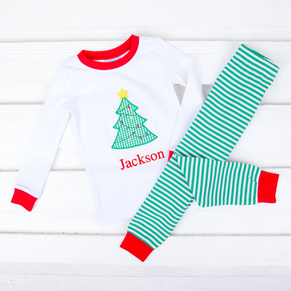 Christmas Tree Green Stripe Pajamas