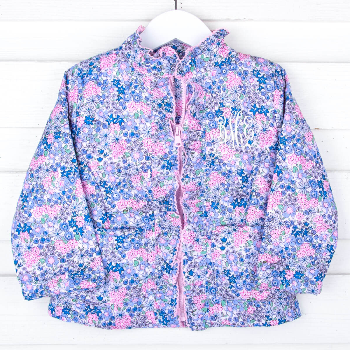 Floral Ruffle Quilted Coat