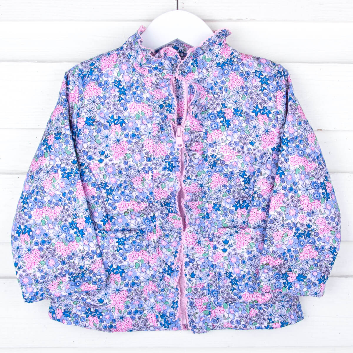 Floral Ruffle Quilted Coat