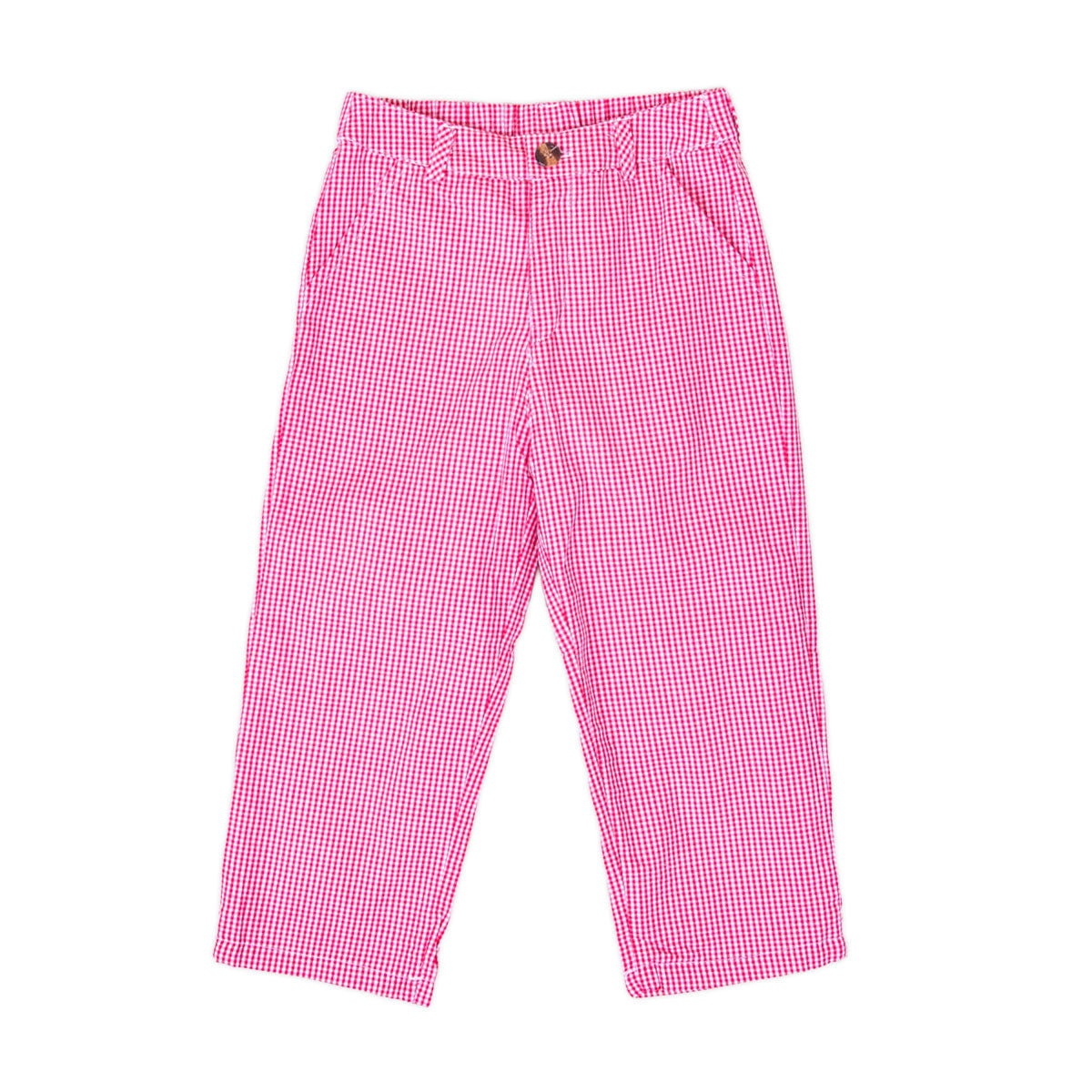 Red Gingham Standard Pants | Boys Classic Flat-Front Pants