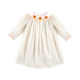 Smocked Turkey Khaki Gingham Long Sleeve Bishop Dress