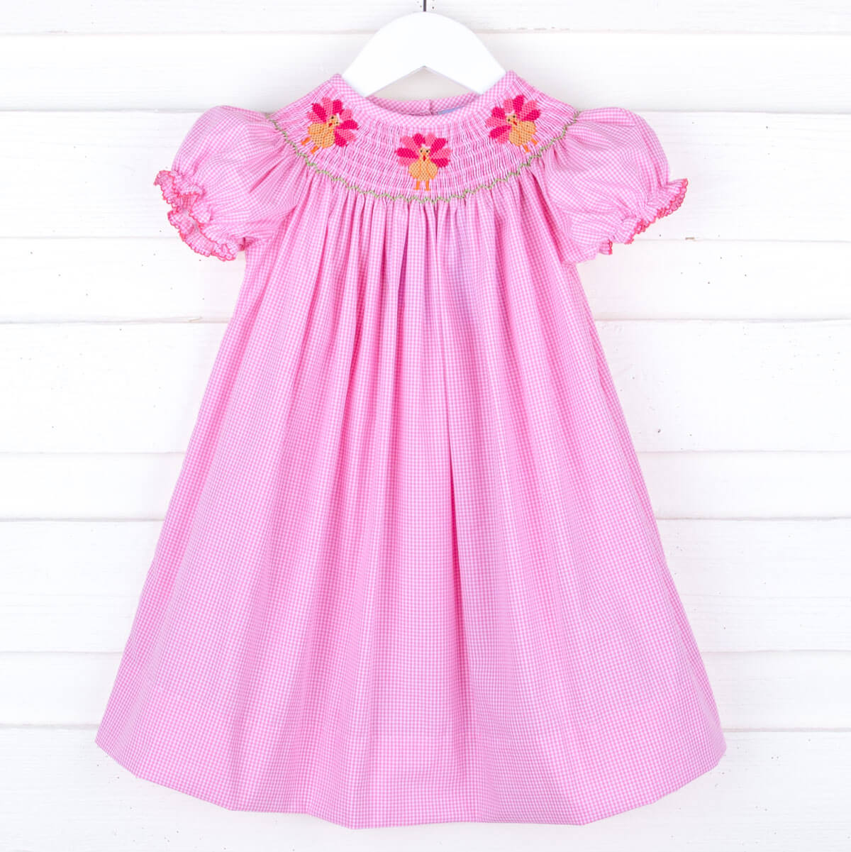 Pink Turkey Smocked Bishop Dress