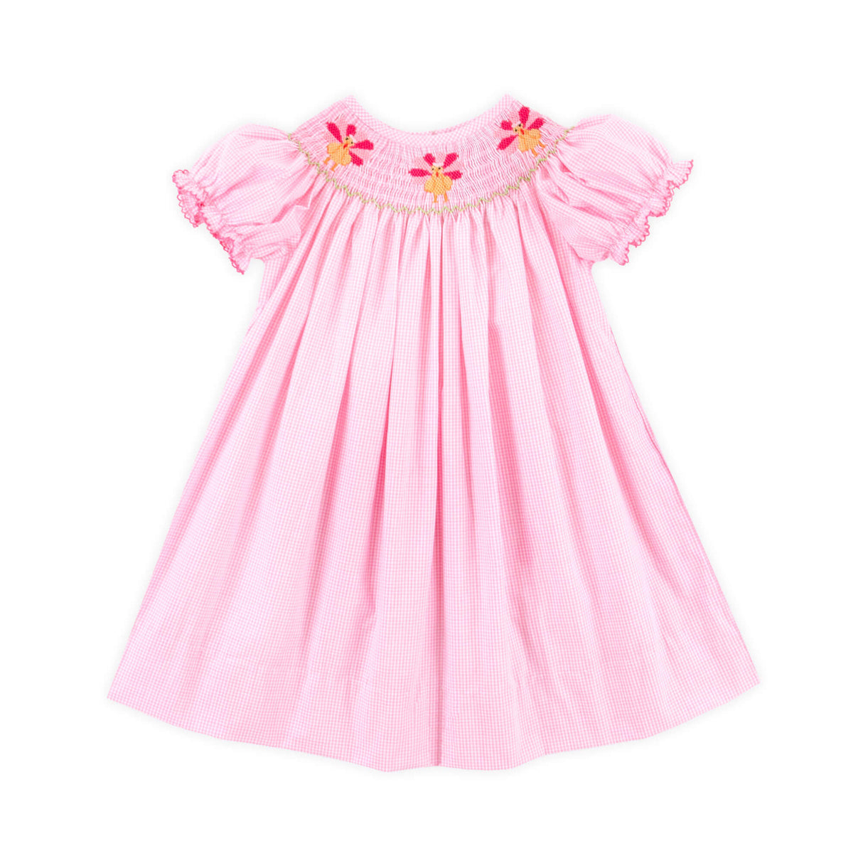 Pink Turkey Smocked Bishop Dress