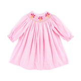 Pink Turkey Smocked Long Sleeve Bishop Dress
