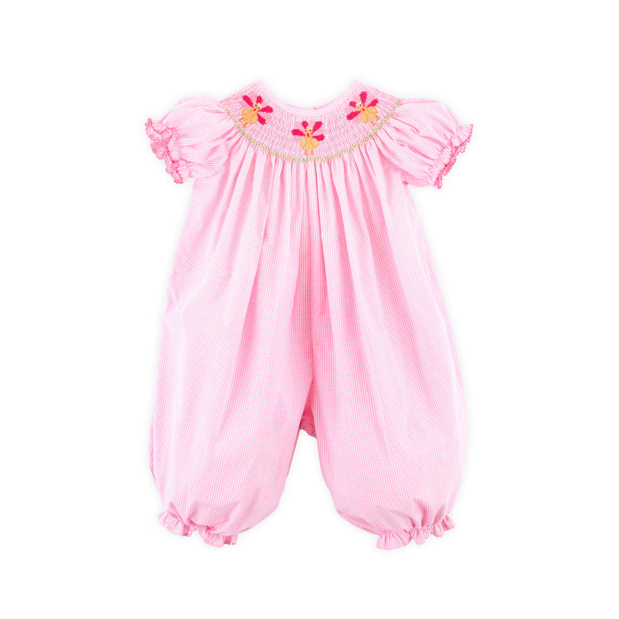 Pink Turkey Smocked Long Bubble