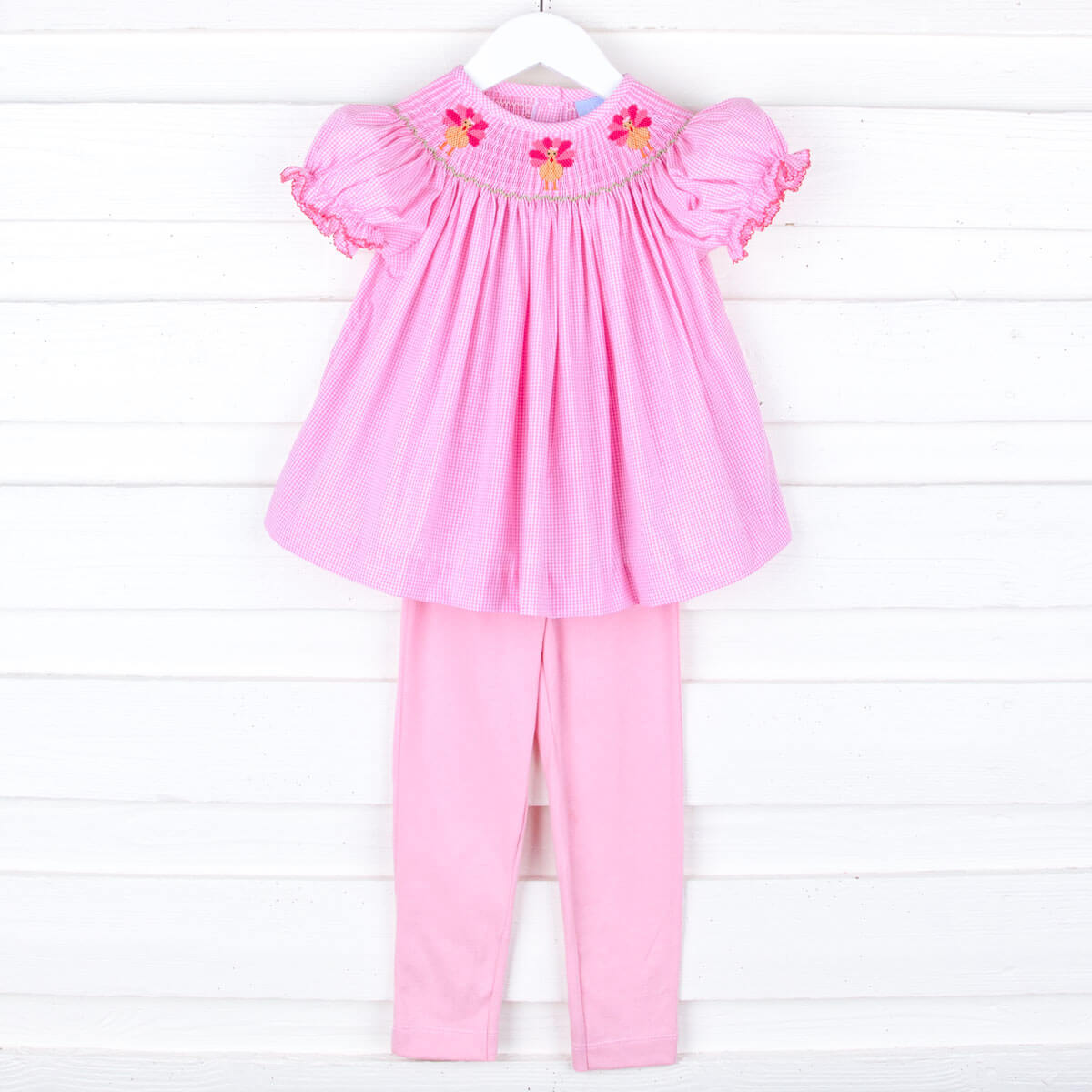 Pink Turkey Smocked Bishop Legging Set