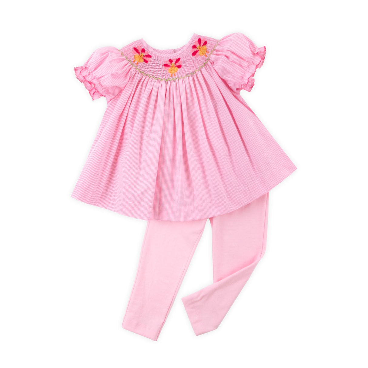 Pink Turkey Smocked Bishop Legging Set