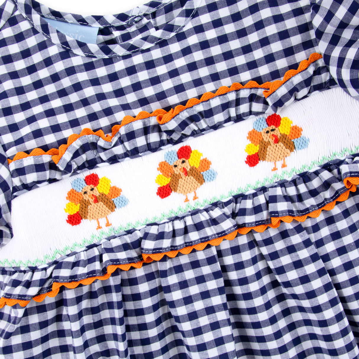 Sweet Turkey Navy Gingham Smocked Dress