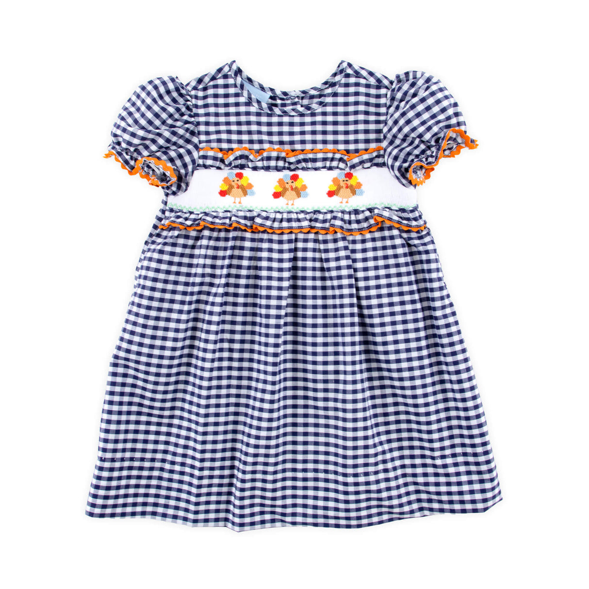 Sweet Turkey Navy Gingham Smocked Dress