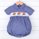 Sweet Turkey Navy Gingham Smocked Collared Bubble