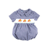 Sweet Turkey Navy Gingham Smocked Collared Bubble