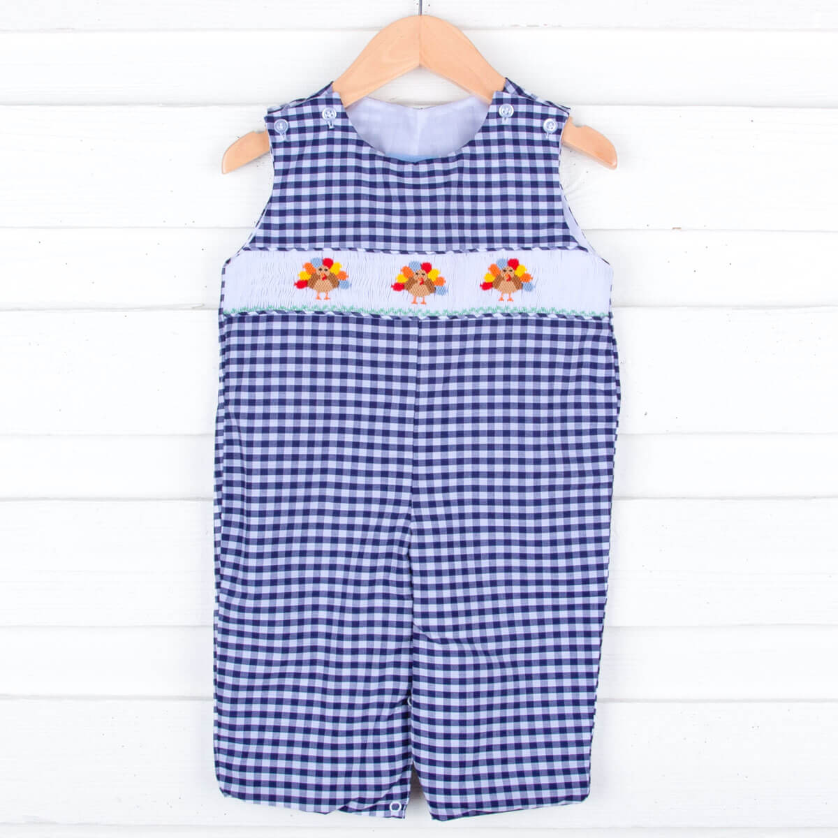 Sweet Turkey Navy Gingham Smocked Longall