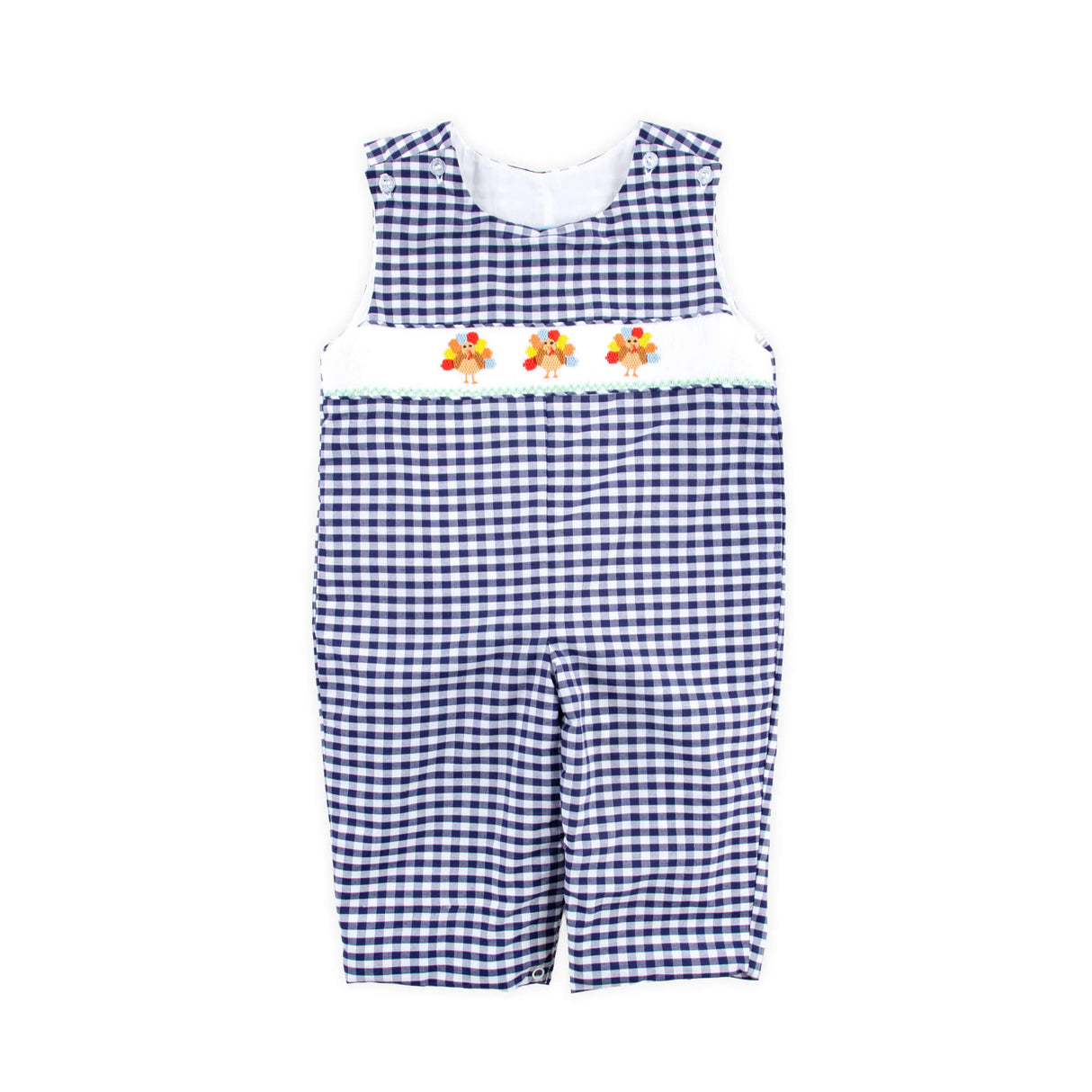 Sweet Turkey Navy Gingham Smocked Longall