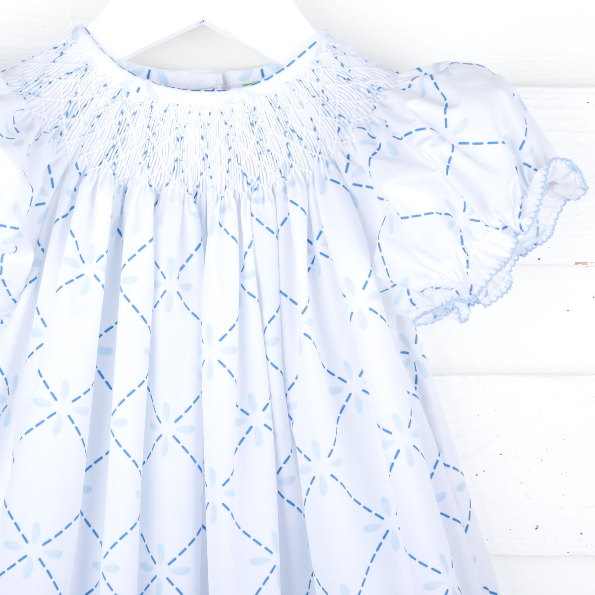 Touch of Blue Smocked Bishop Dress