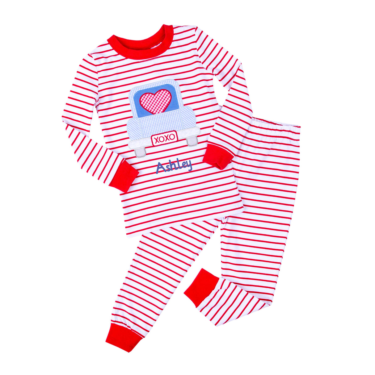 Heart Truck Red Stripe Pajamas