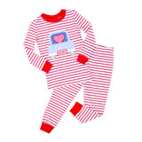 Heart Truck Red Stripe Pajamas