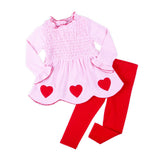 Cute Heart Pink Stripe Smocked Blake Legging Set