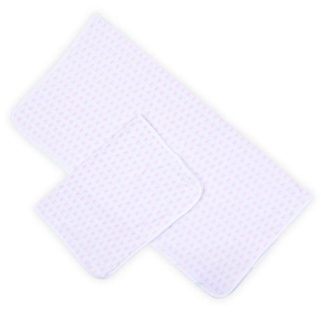 Pink Bow Blanket & Burp Cloth Set