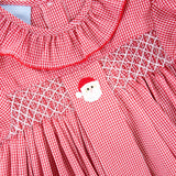 Santa's Favorite French Knot and Smocked Red Gingham Dress