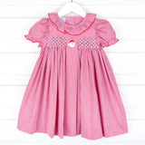Santa's Favorite French Knot and Smocked Red Gingham Dress