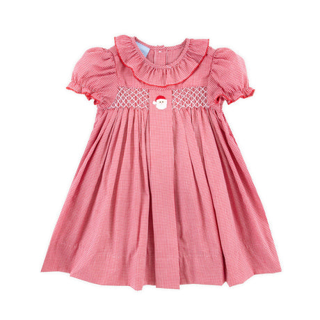Santa's Favorite French Knot and Smocked Red Gingham Dress