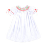 White Pique Geo Smocked Christmas Dress