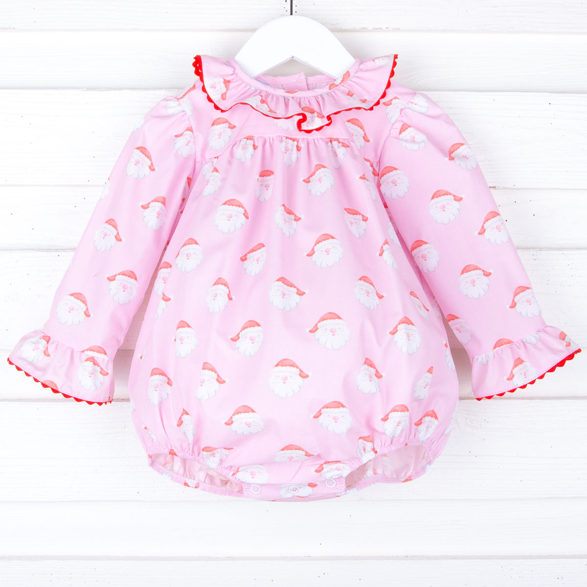 Happy Santa Print Ruffle Collar Bubble