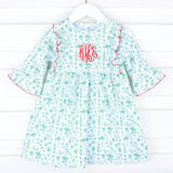 Reindeer Cheer Green Toile Olivia Dress